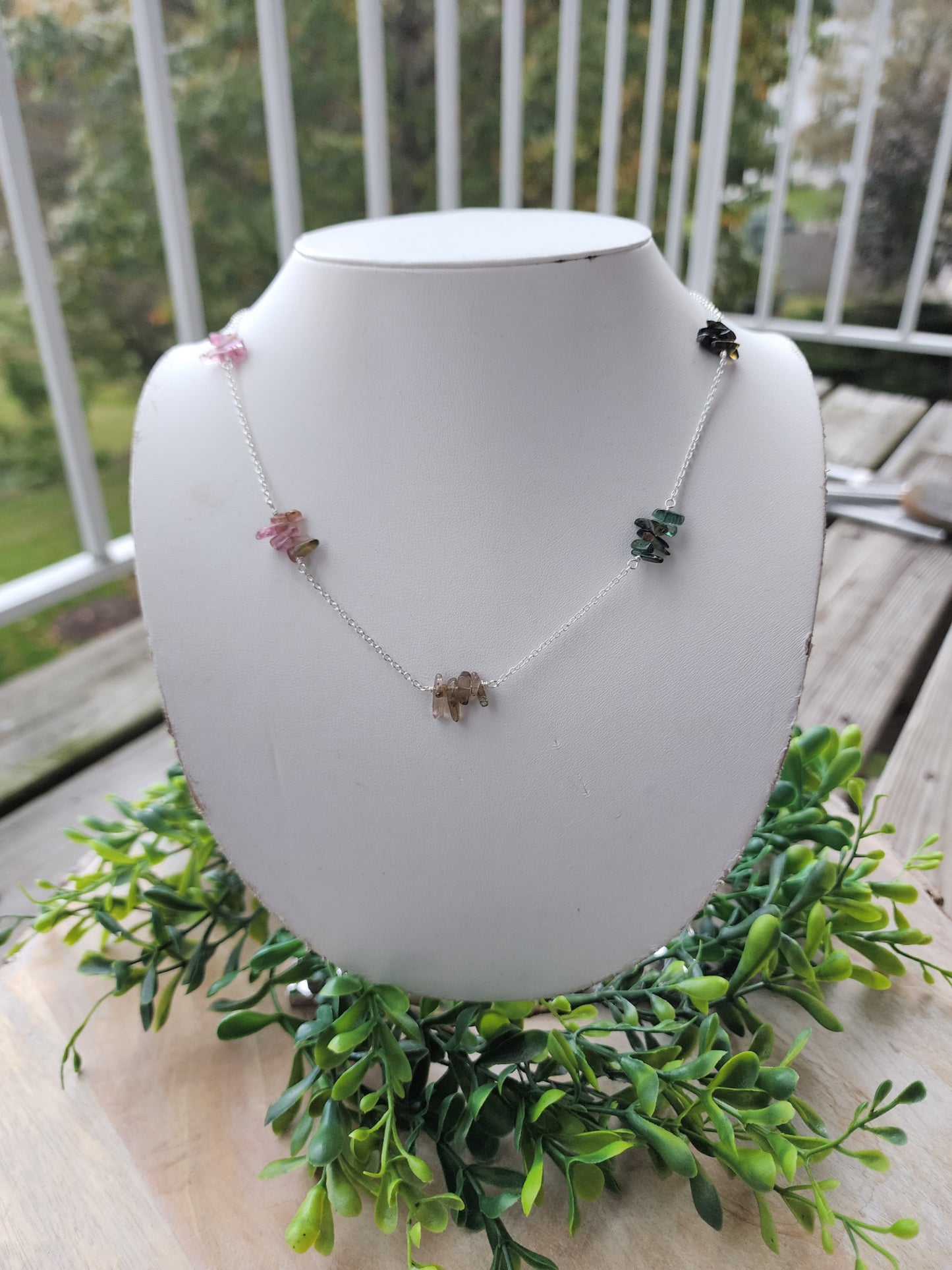 Watermelon Tourmaline Beaded Necklace