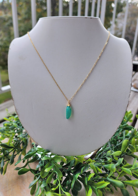 Green Chili Pepper Harvest Necklace on Gold Filled