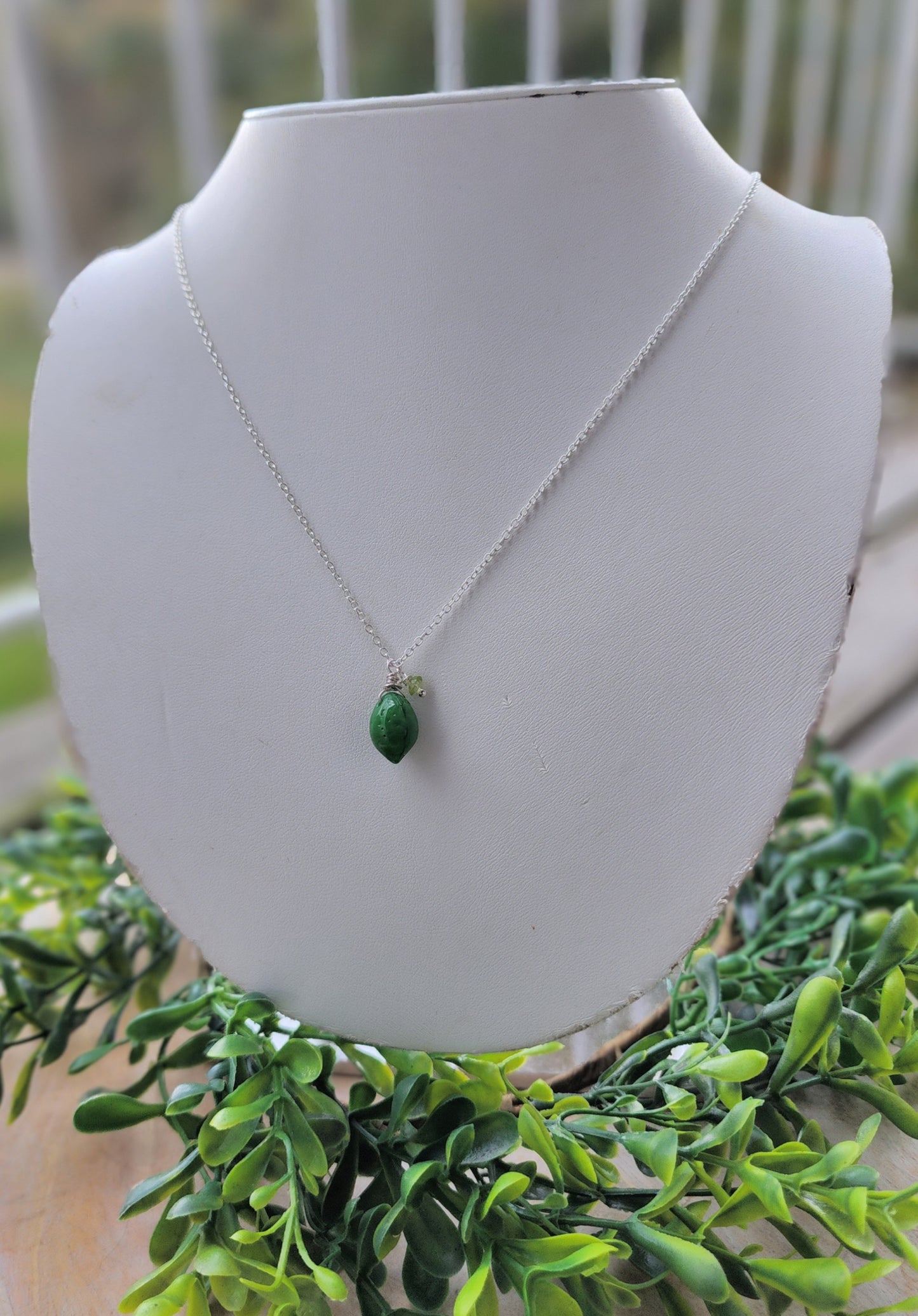 Lime Harvest Necklace on Sterling Silver