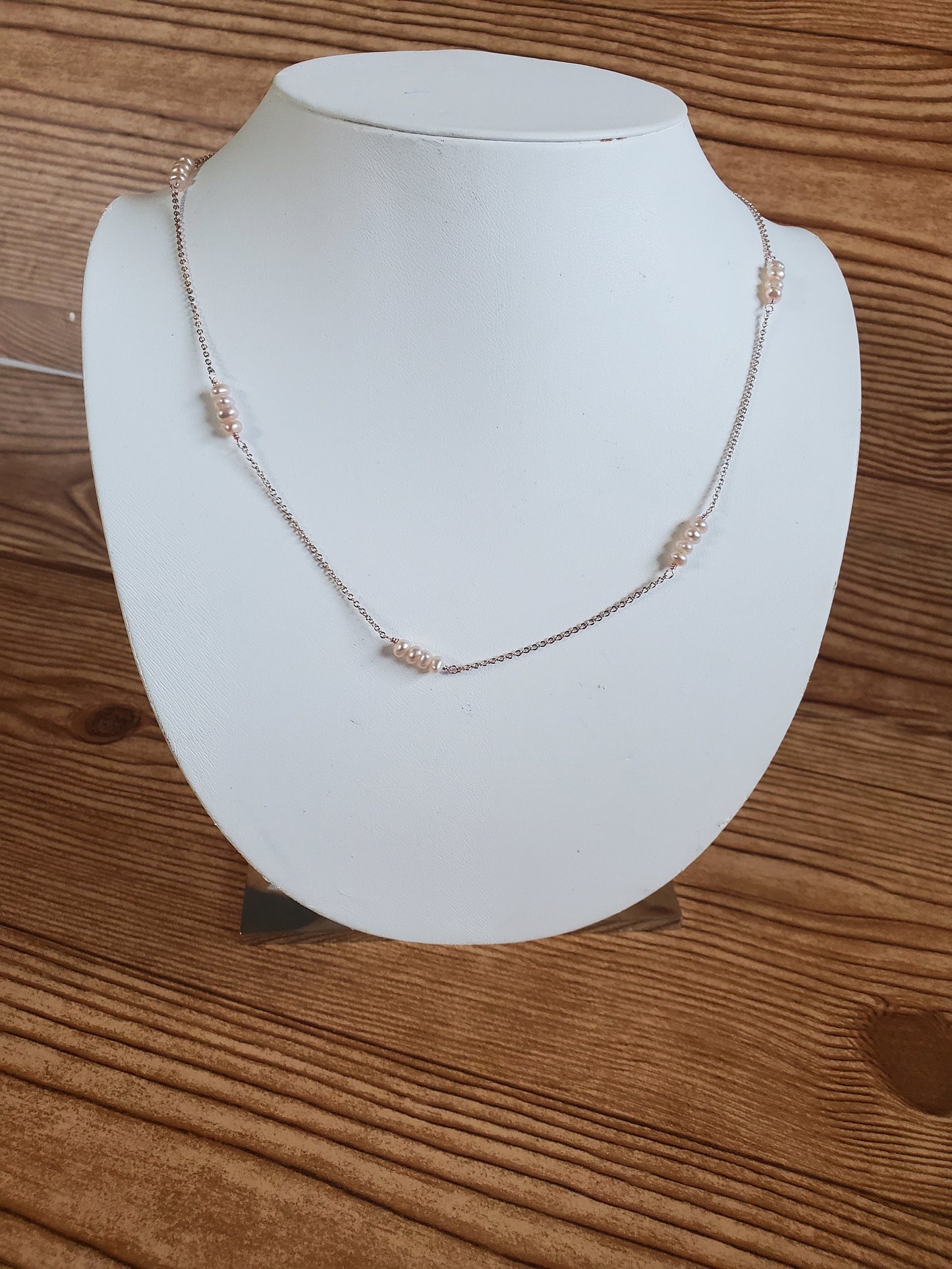 Delicate Pearl and Rose Gold Chain Necklace
