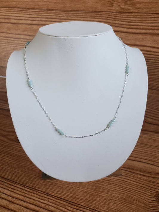 Delicate Amazonite and Sterling Silver Chain Necklace