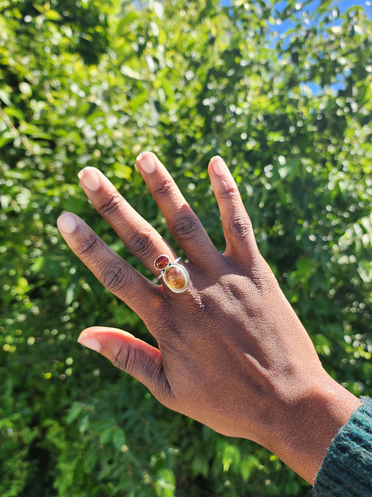 Orange Kyanite and Citrine Statement Ring