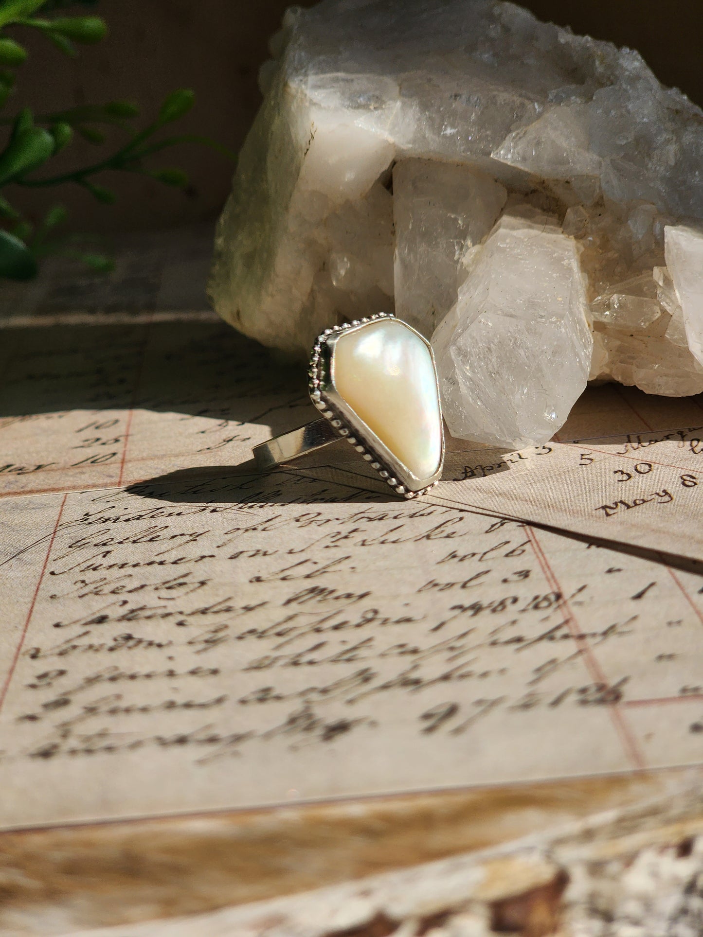 Mother of Pearl Coffin Ring