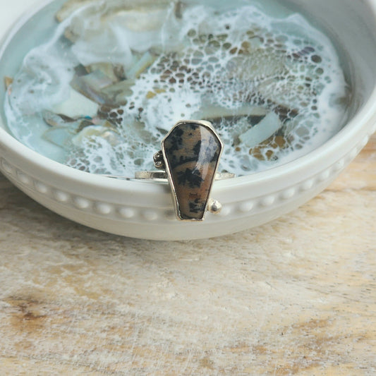 Dendrite Agate Coffin Ring