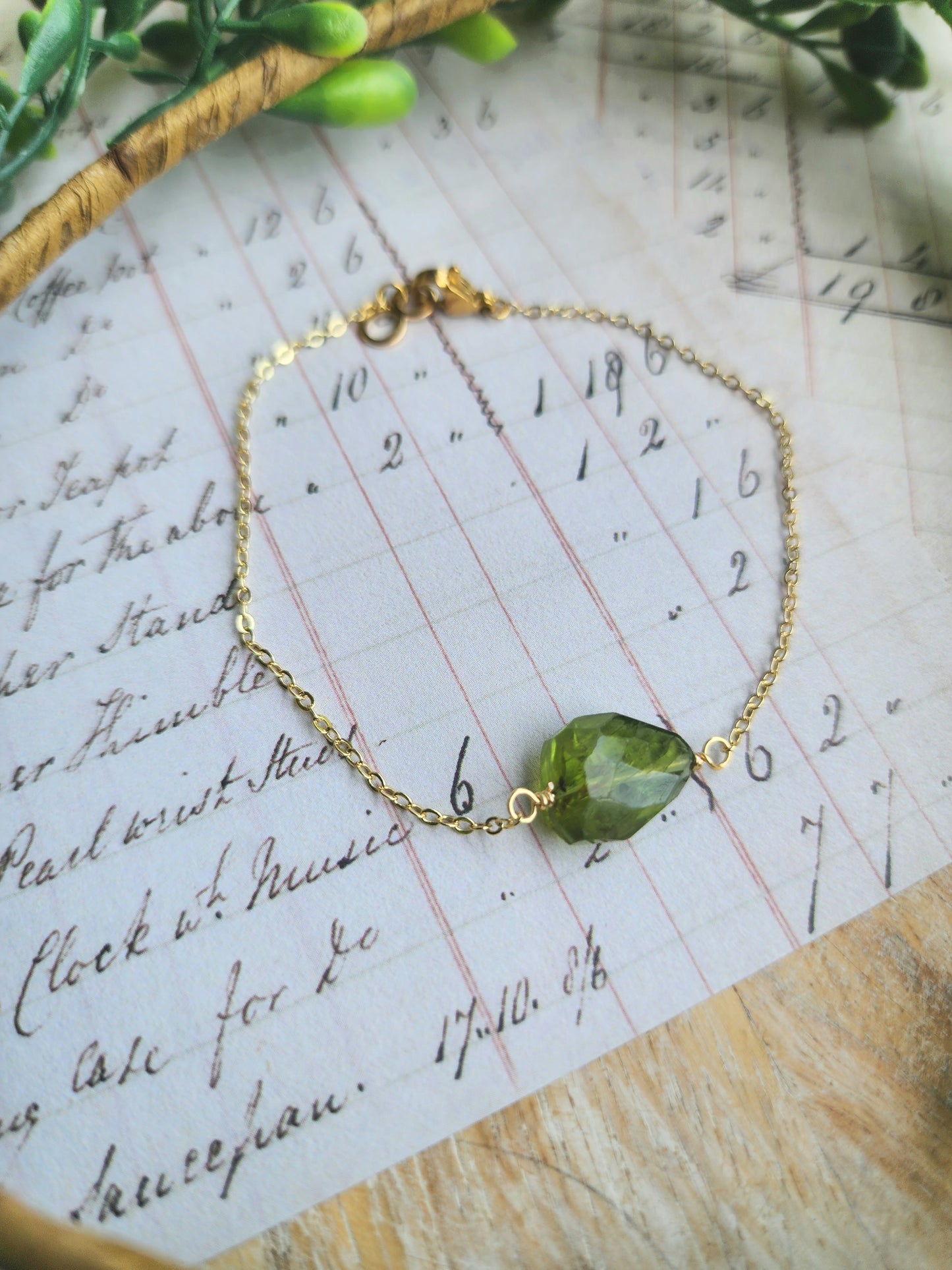 Gold Filled Chain Bracelet with Peridot