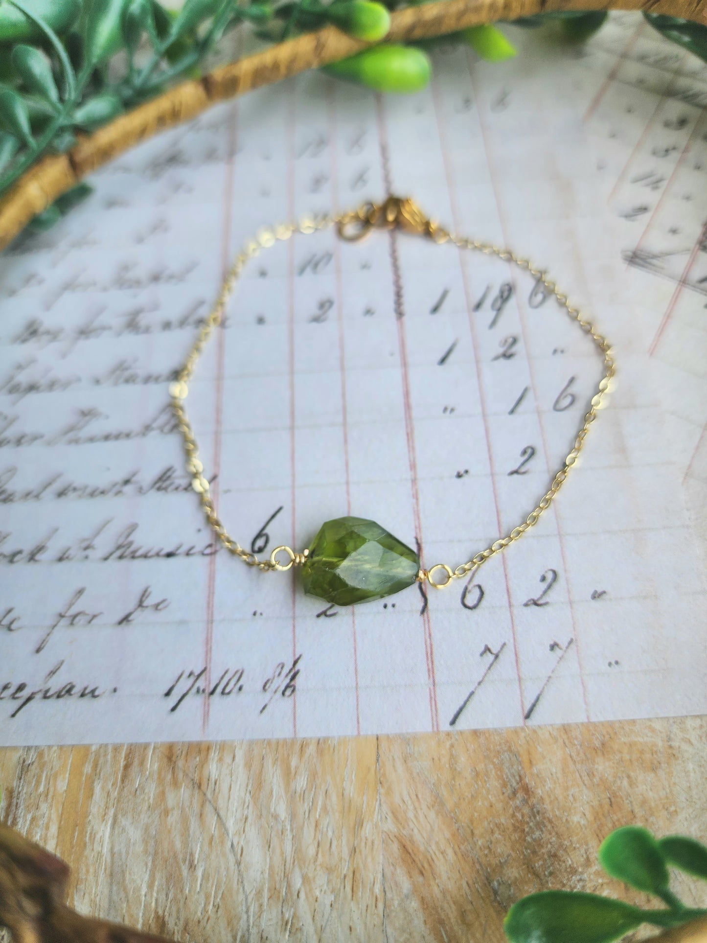 Gold Filled Chain Bracelet with Peridot