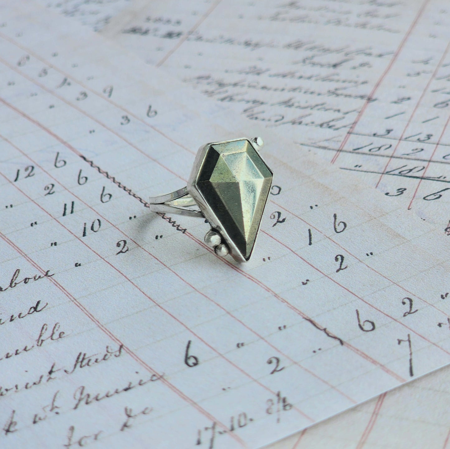 Pyrite Diamond Ring Size 8