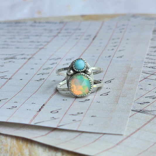 Opal and Larimar Ring Size 8.5