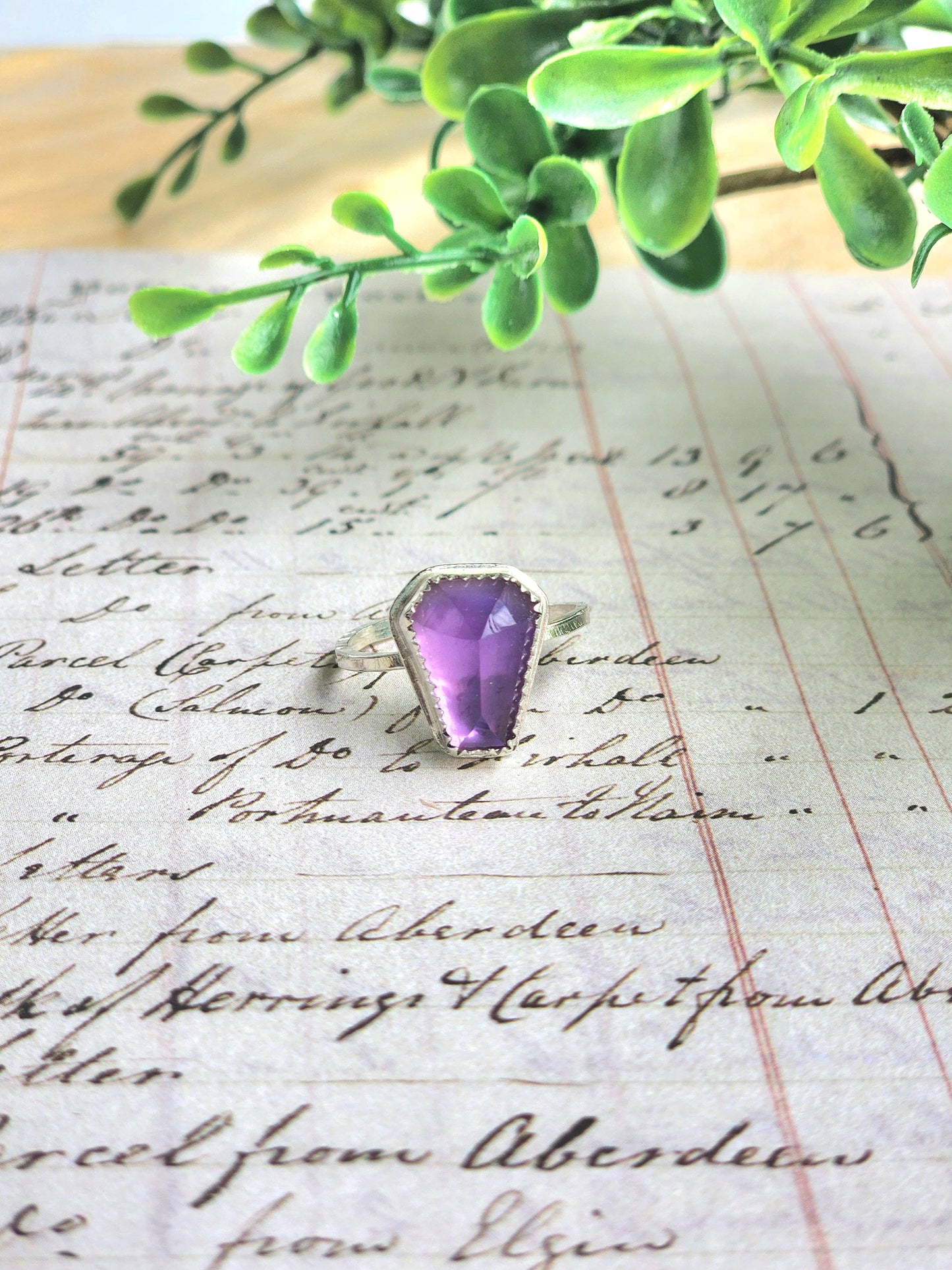 Amethyst Coffin Ring ~ Size 7.5