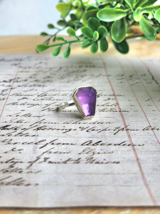 Amethyst Coffin Ring ~ Size 7.5