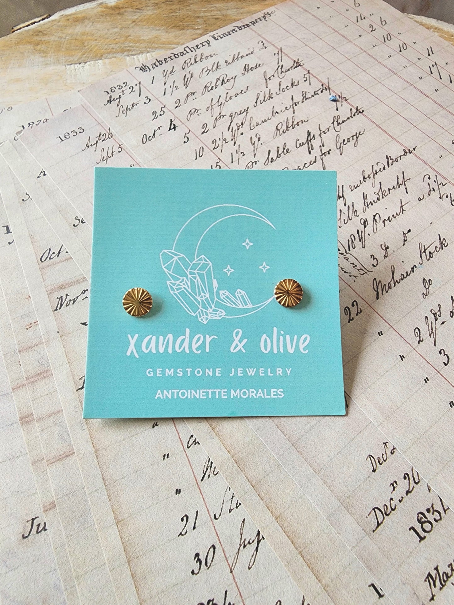 Brass Starburst Stud Earrings