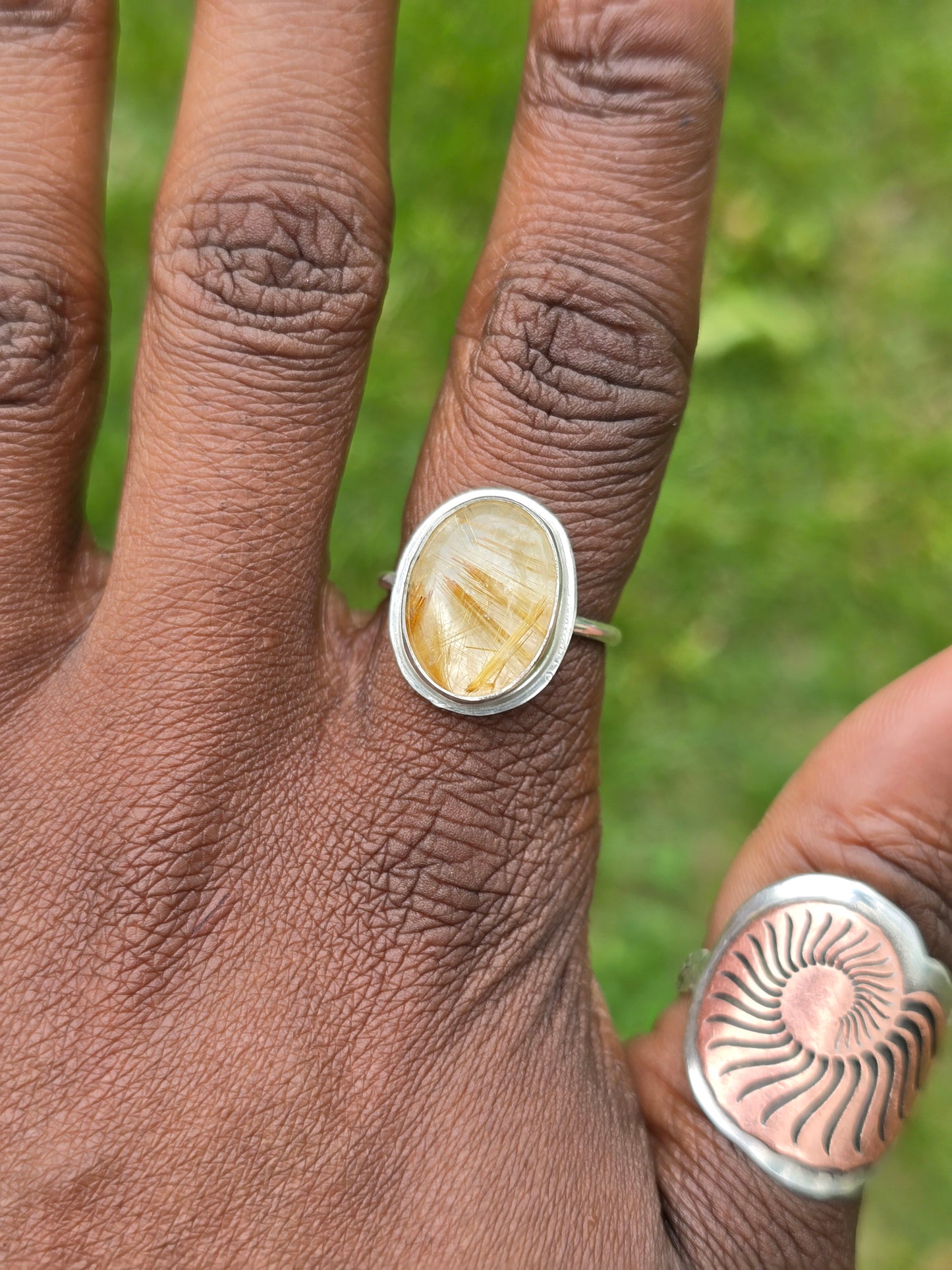 RESERVED FOR ALYSON Gold Rutilated Quartz Ring (Size 8.5)