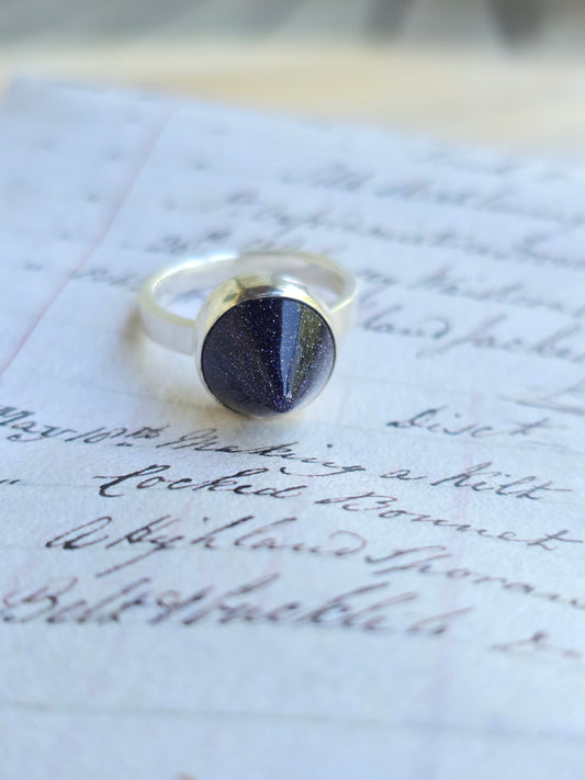 Blue Goldstone Ring (Size 6.75)