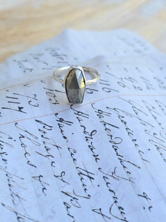 Pyrite Coffin Ring (Size 6.75)