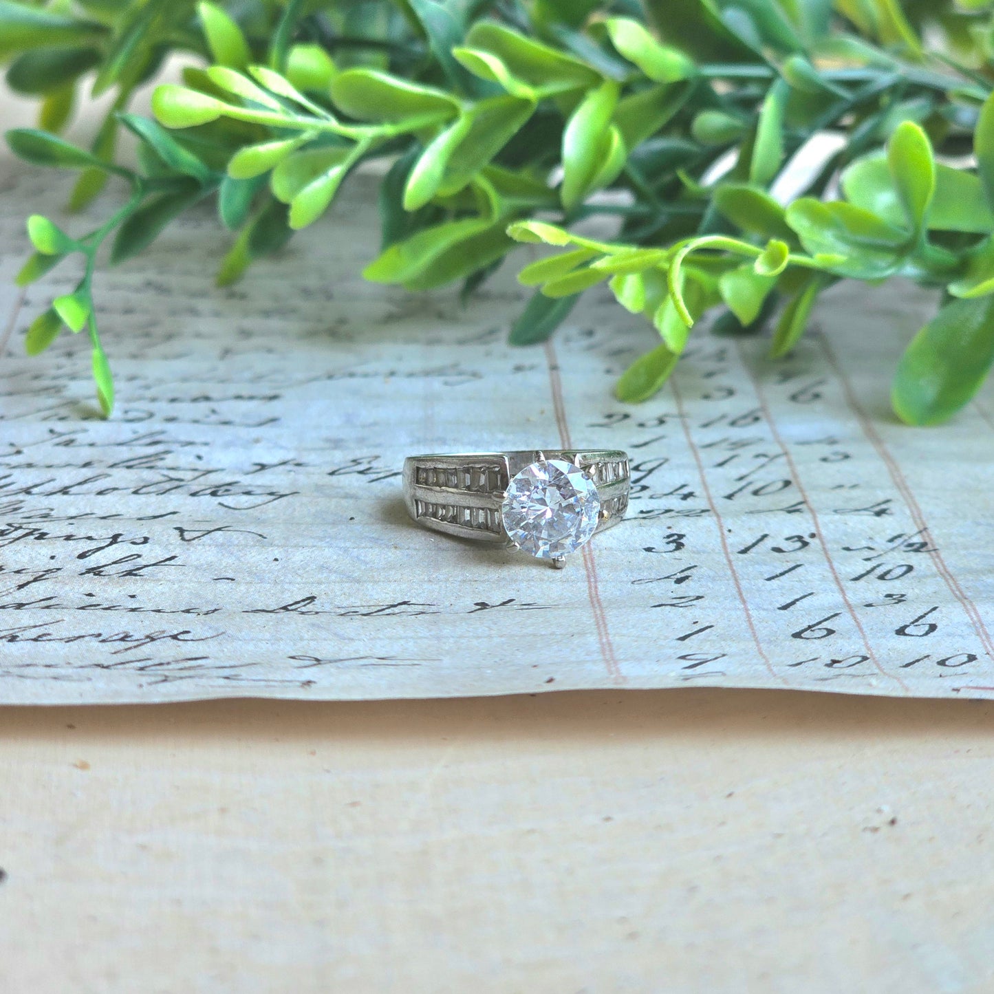 Vintage Sterling Silver Engagement Ring (Size 5)