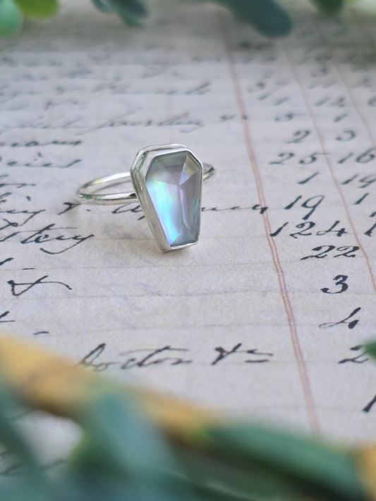 Mother of Pearl Coffin Ring (Size 7)