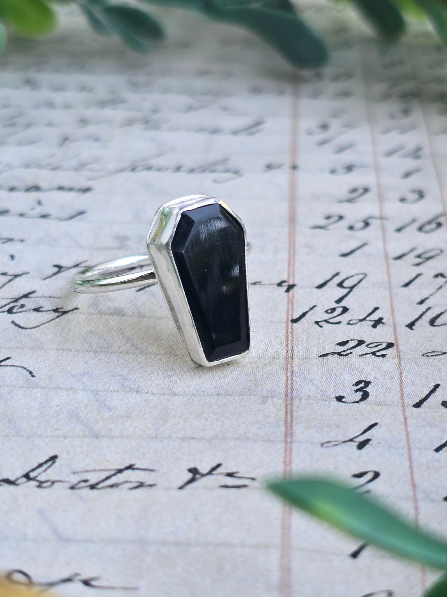 Onyx Coffin Ring (Size 8.25)