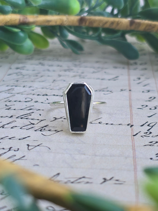 Onyx Coffin Ring (Size 8.25)