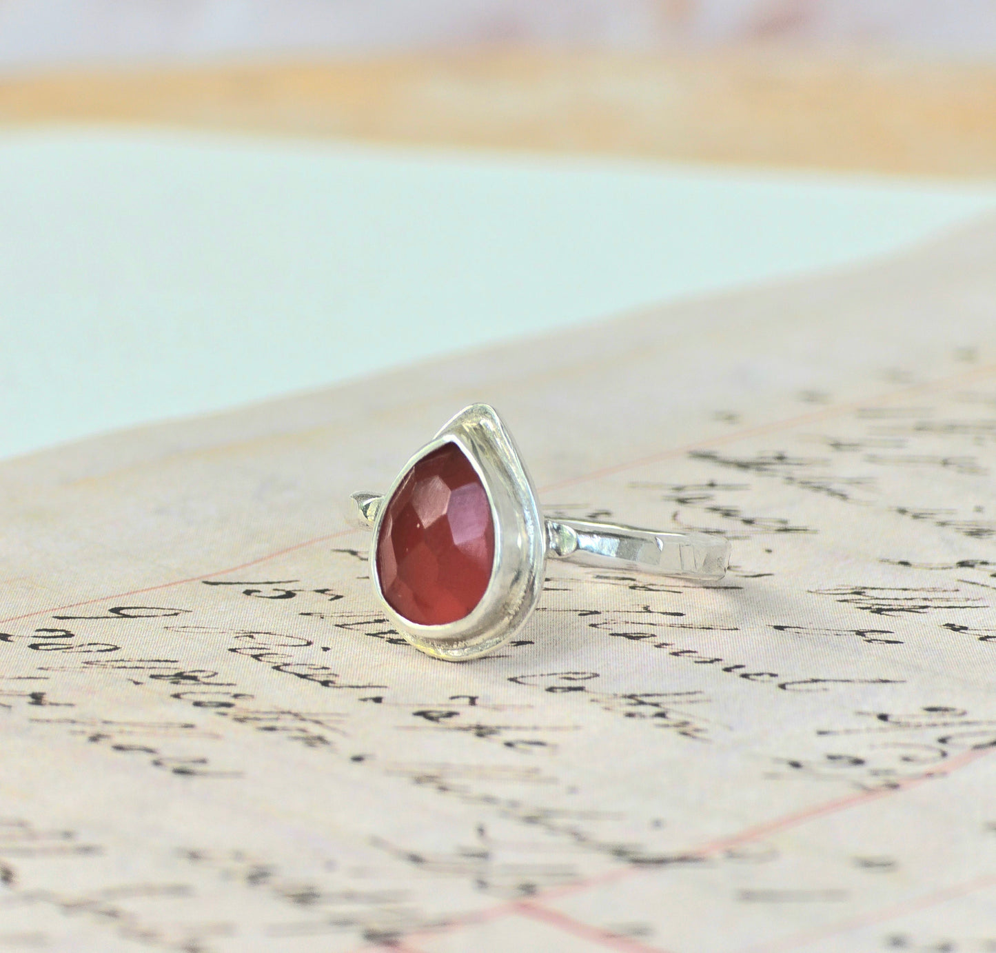 Carnelian Teardrop Ring