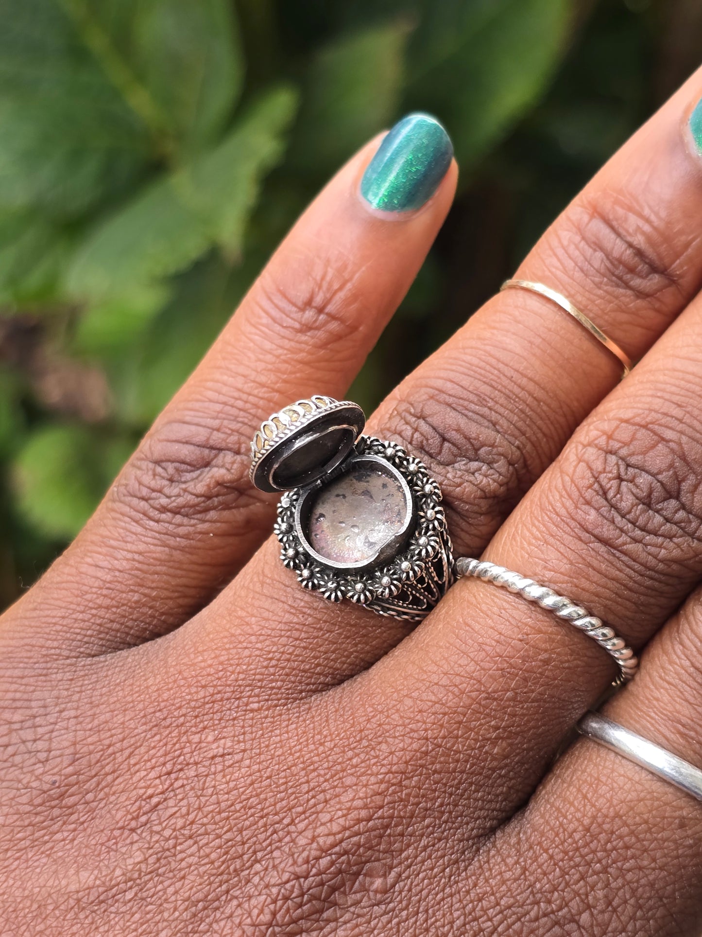 Vintage Golden Rutilated Quartz Poison Ring