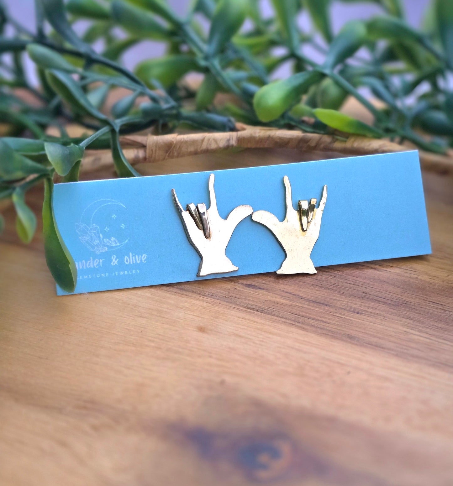 Brass Hand Stud Earrings (ILY)