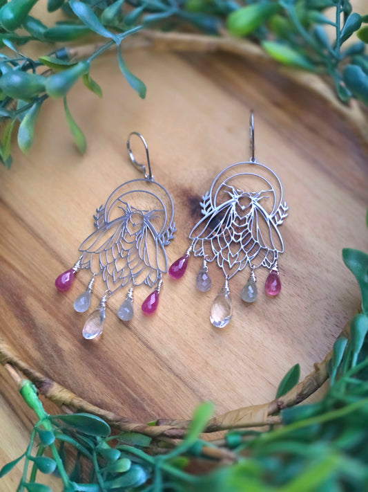 Lunar Moth Sapphire Earrings