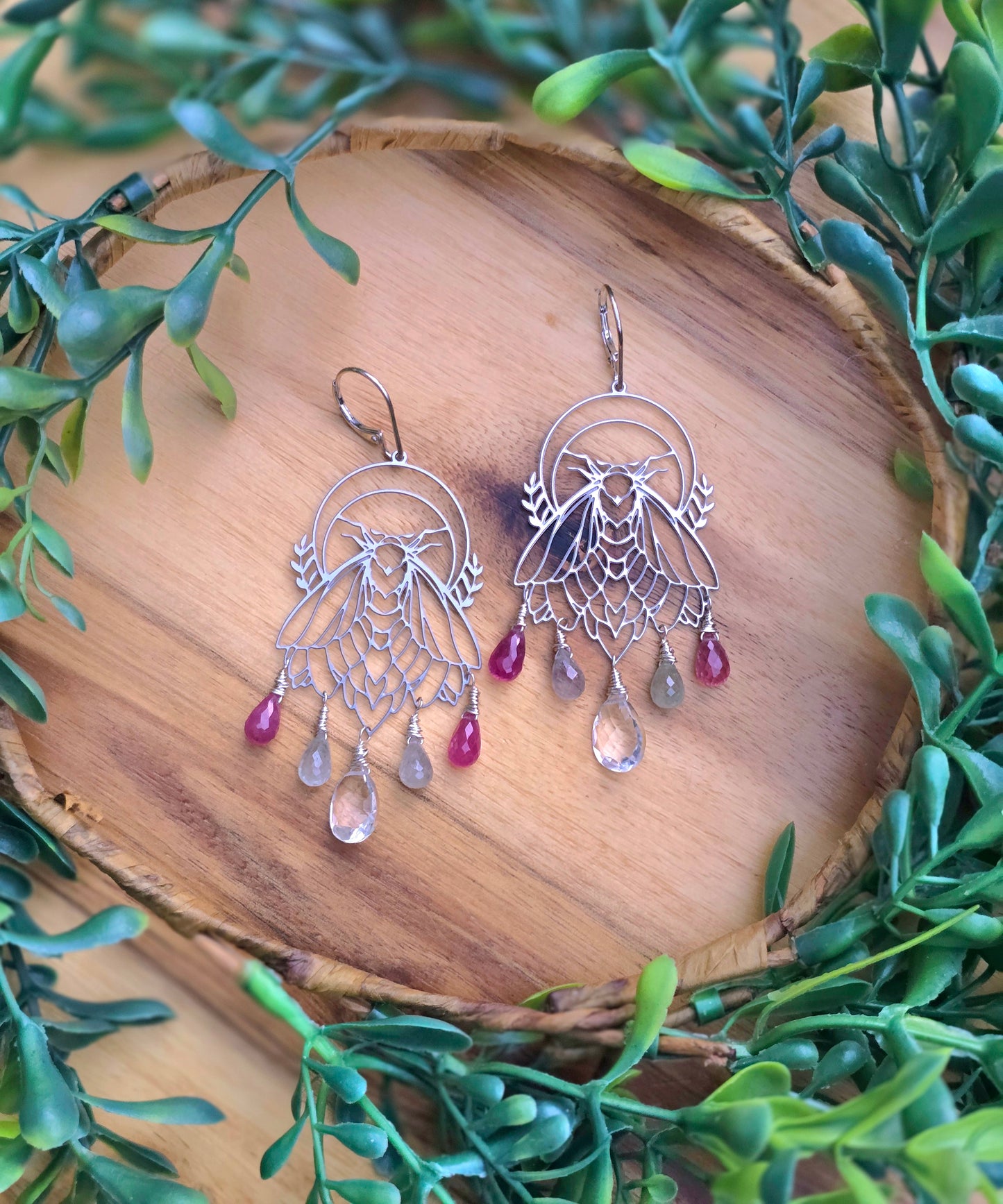 Lunar Moth Sapphire Earrings