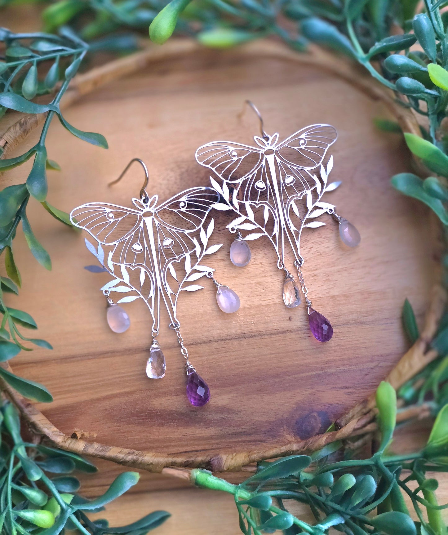 Moth Amethyst Earrings