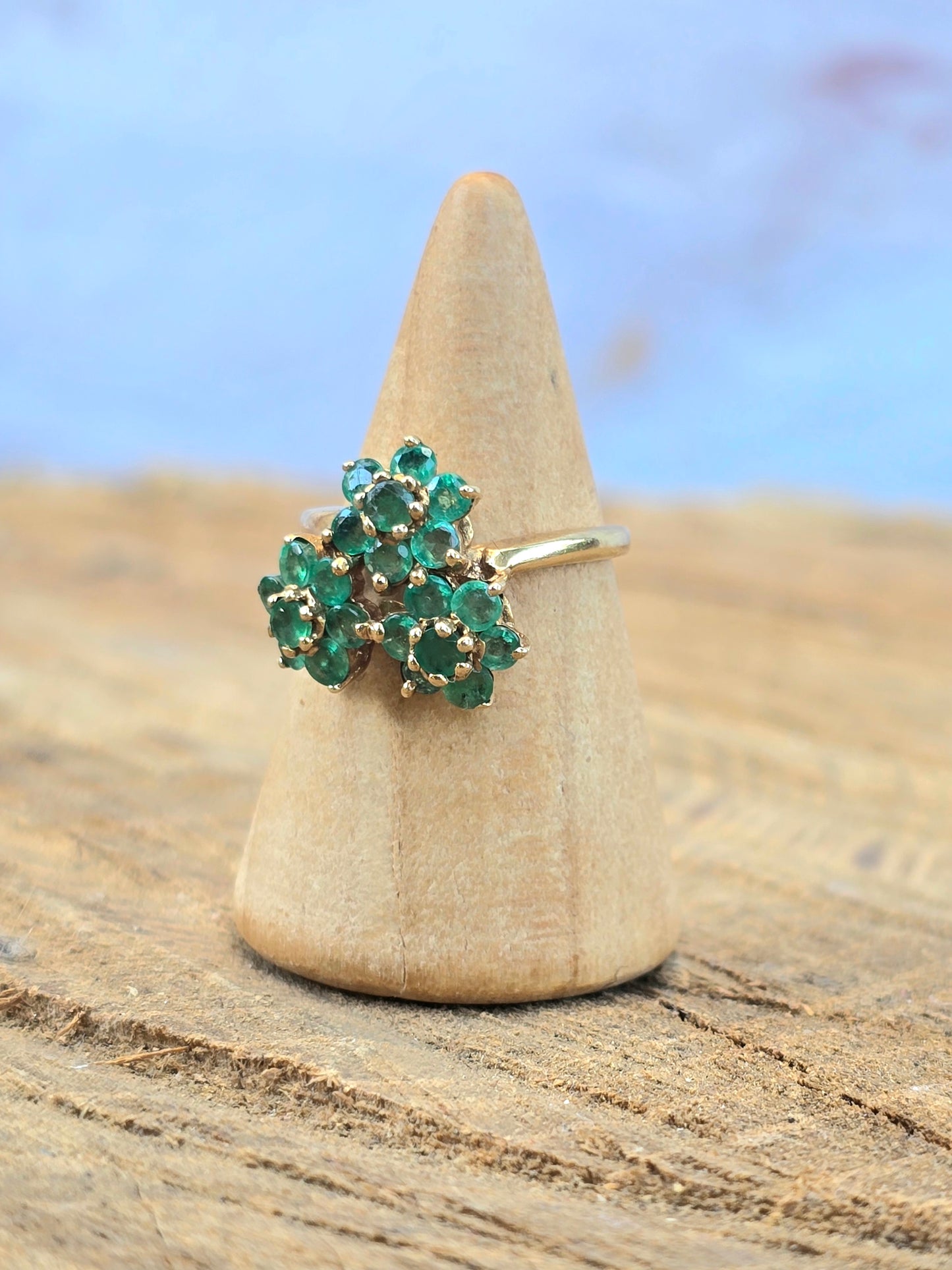 Emerald & Gold Cluster Ring