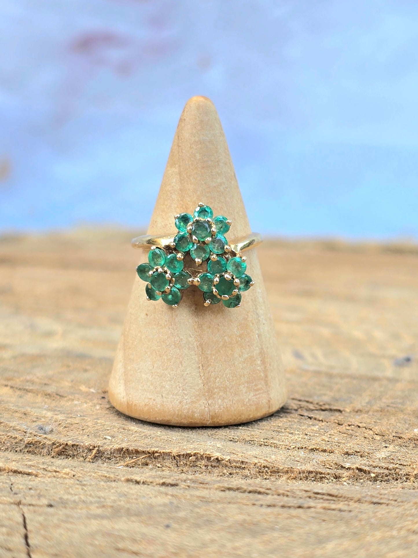 Emerald & Gold Cluster Ring