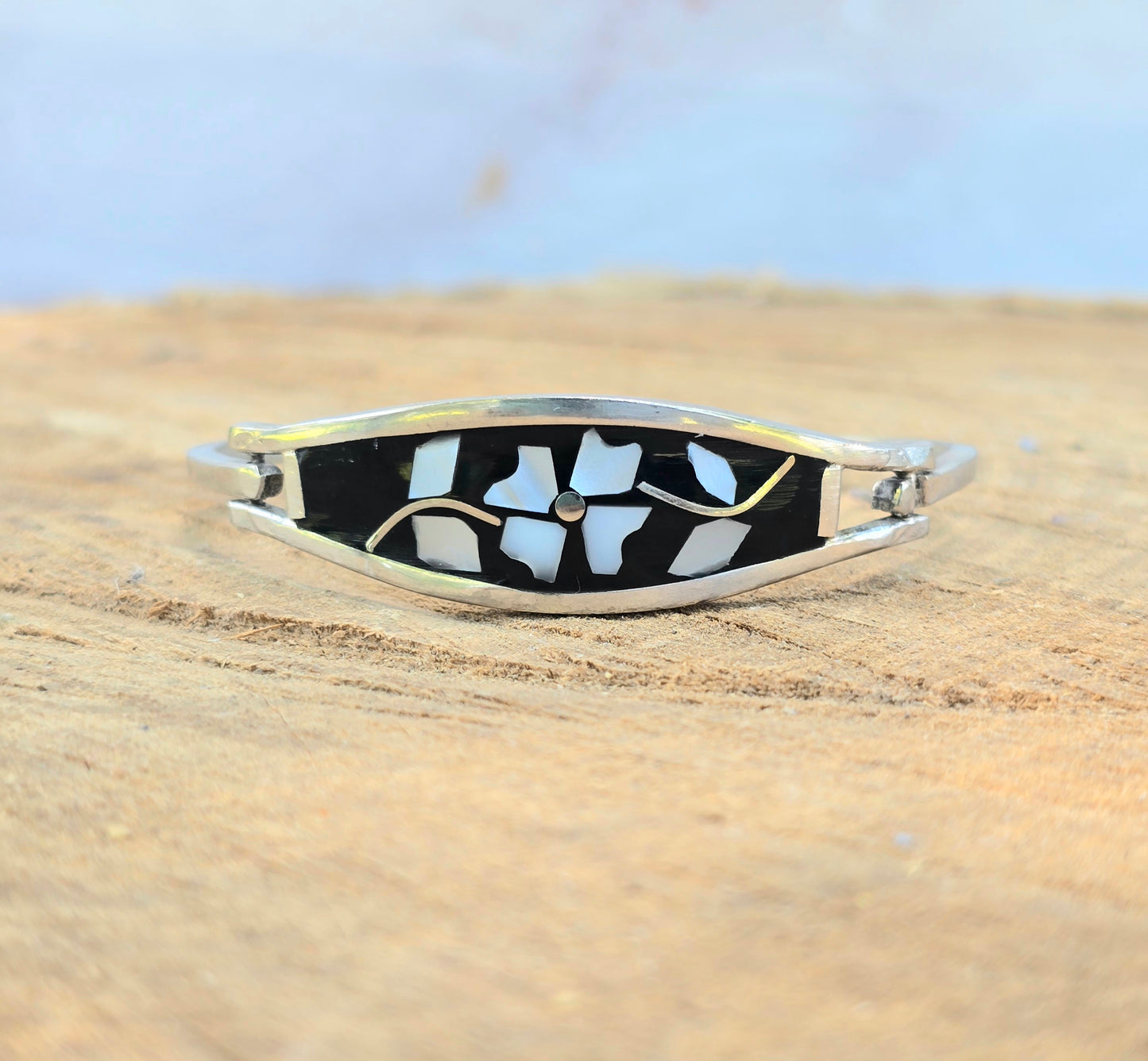 Taxco Vintage Mother of Pearl Sterling Bracelet