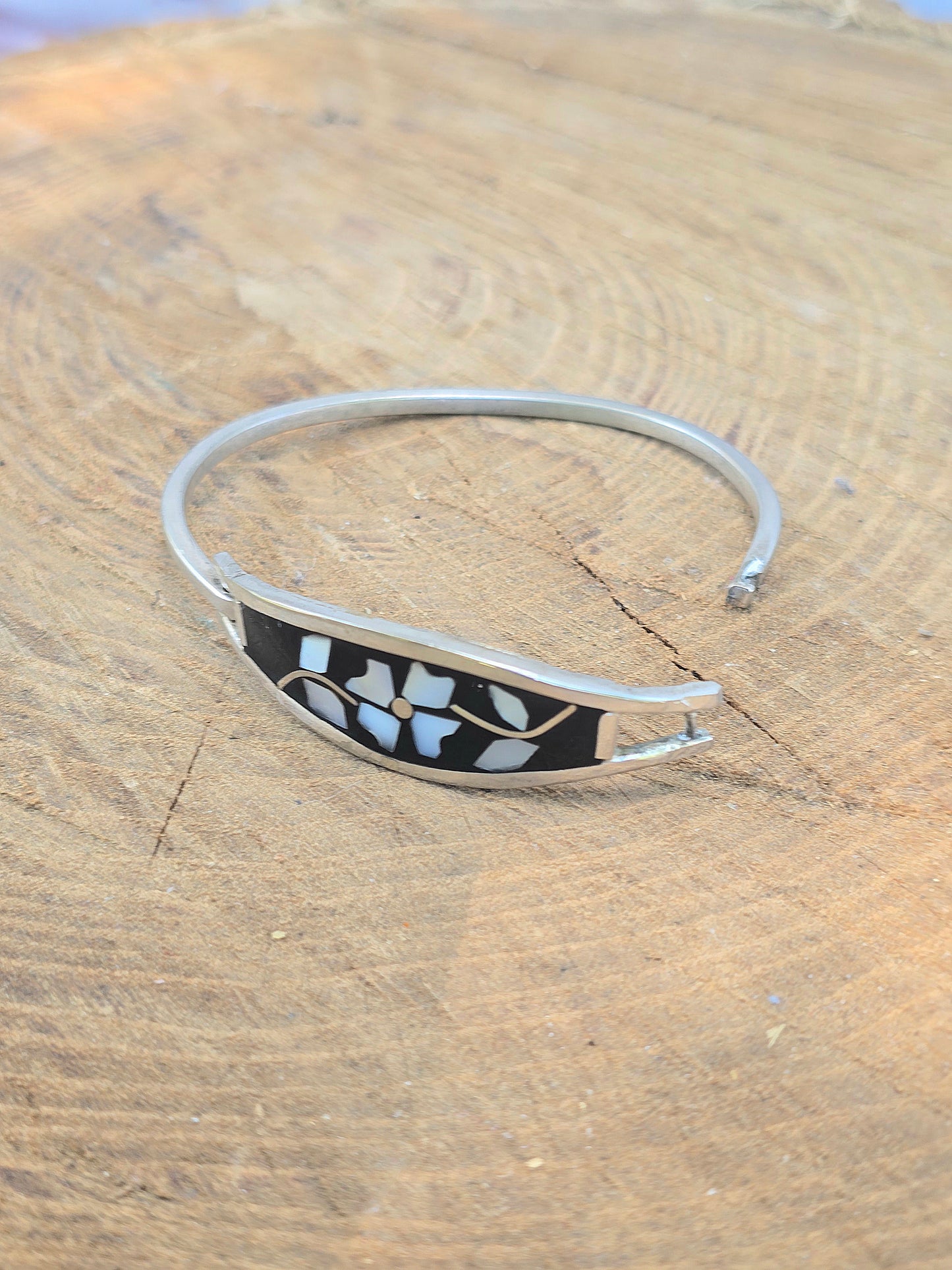 Taxco Vintage Mother of Pearl Sterling Bracelet