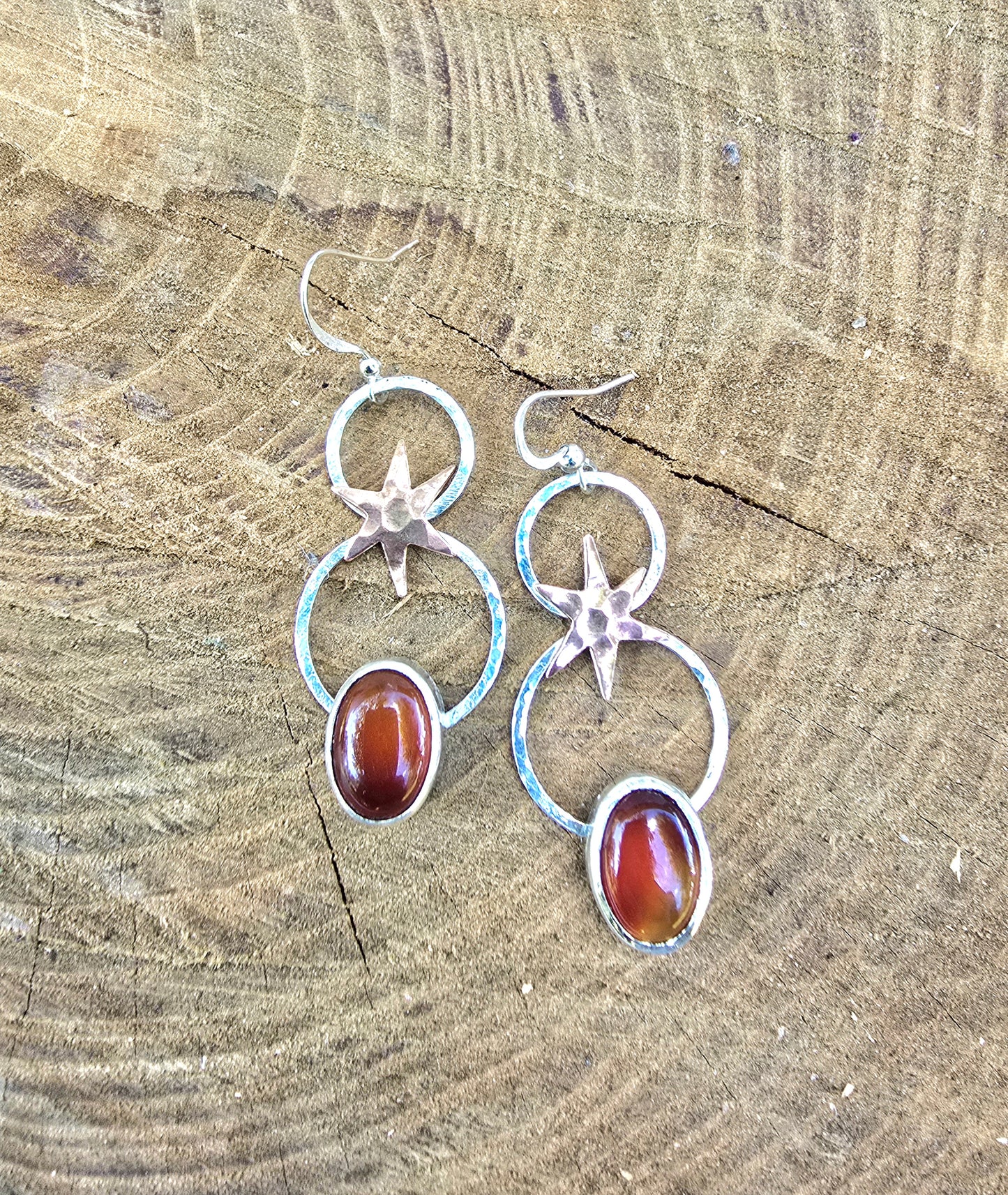 Hammered Carnelian Drop Earrings