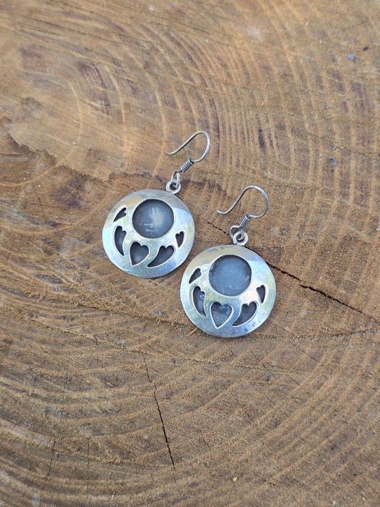 Vintage Taxco Sterling Silver Bear Paw Earrings