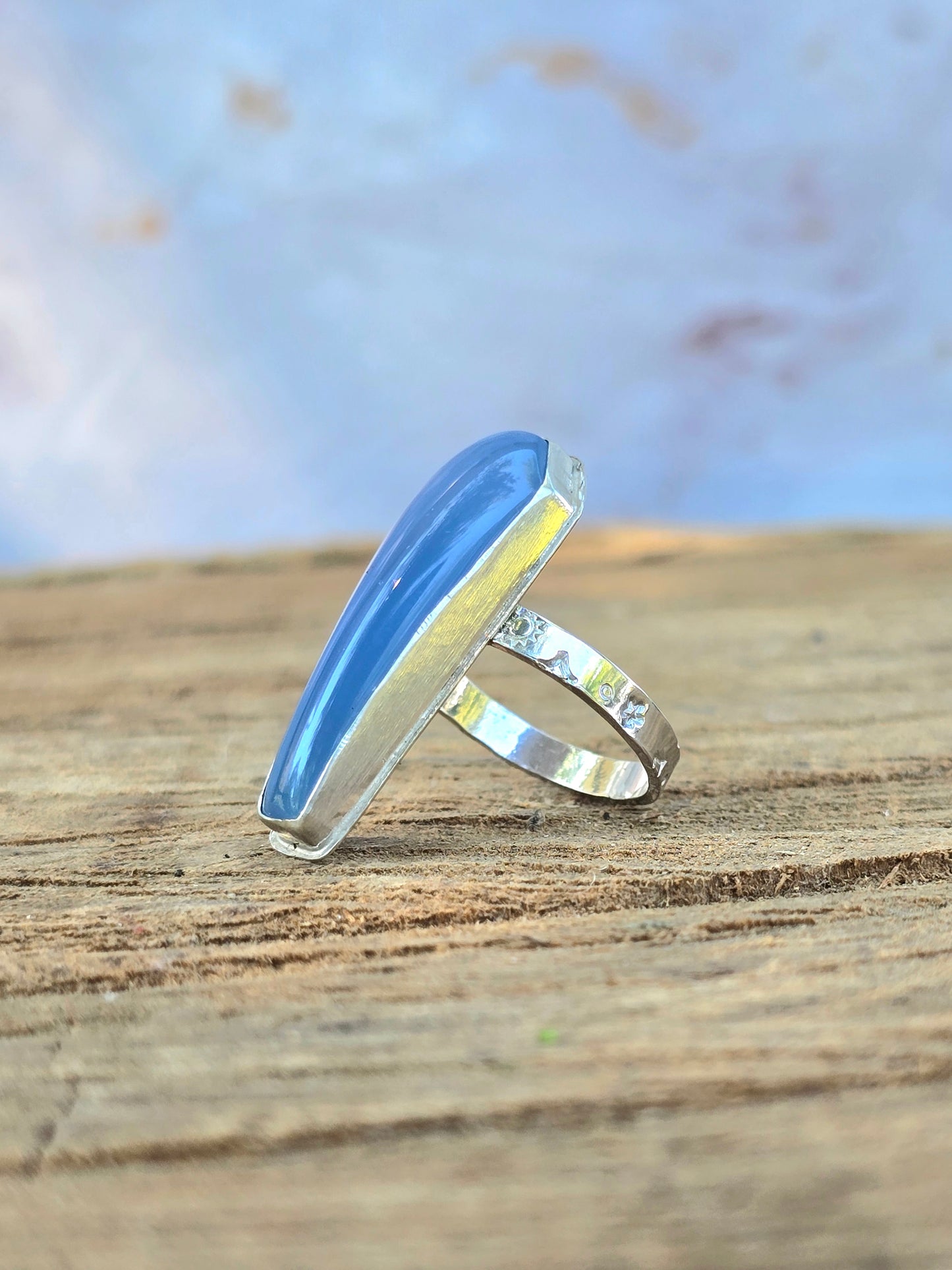Blue Chalcedony Coffin Ring