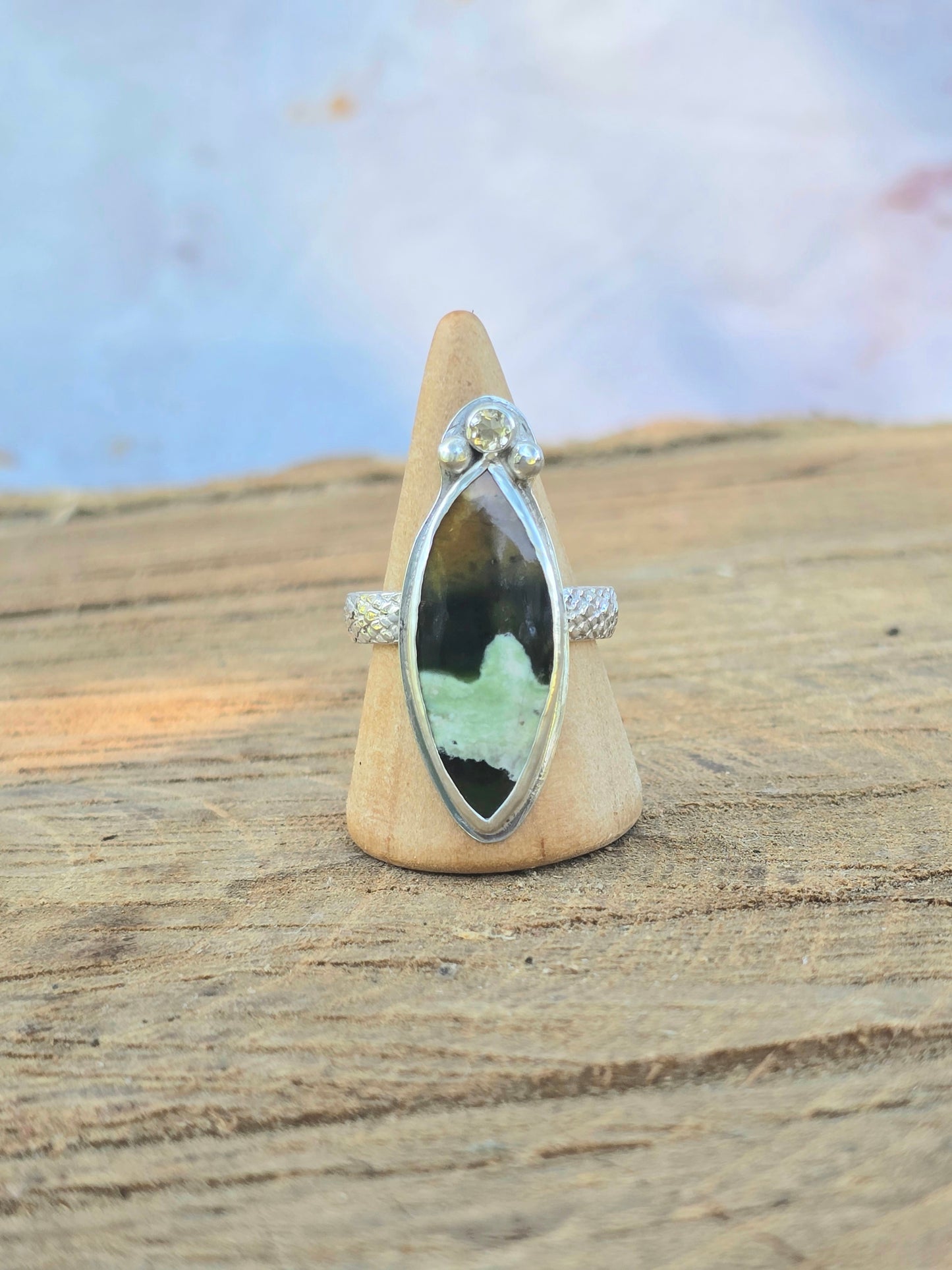 Chrome Chalcedony Marquise and Citrine Ring (Size 8.25)