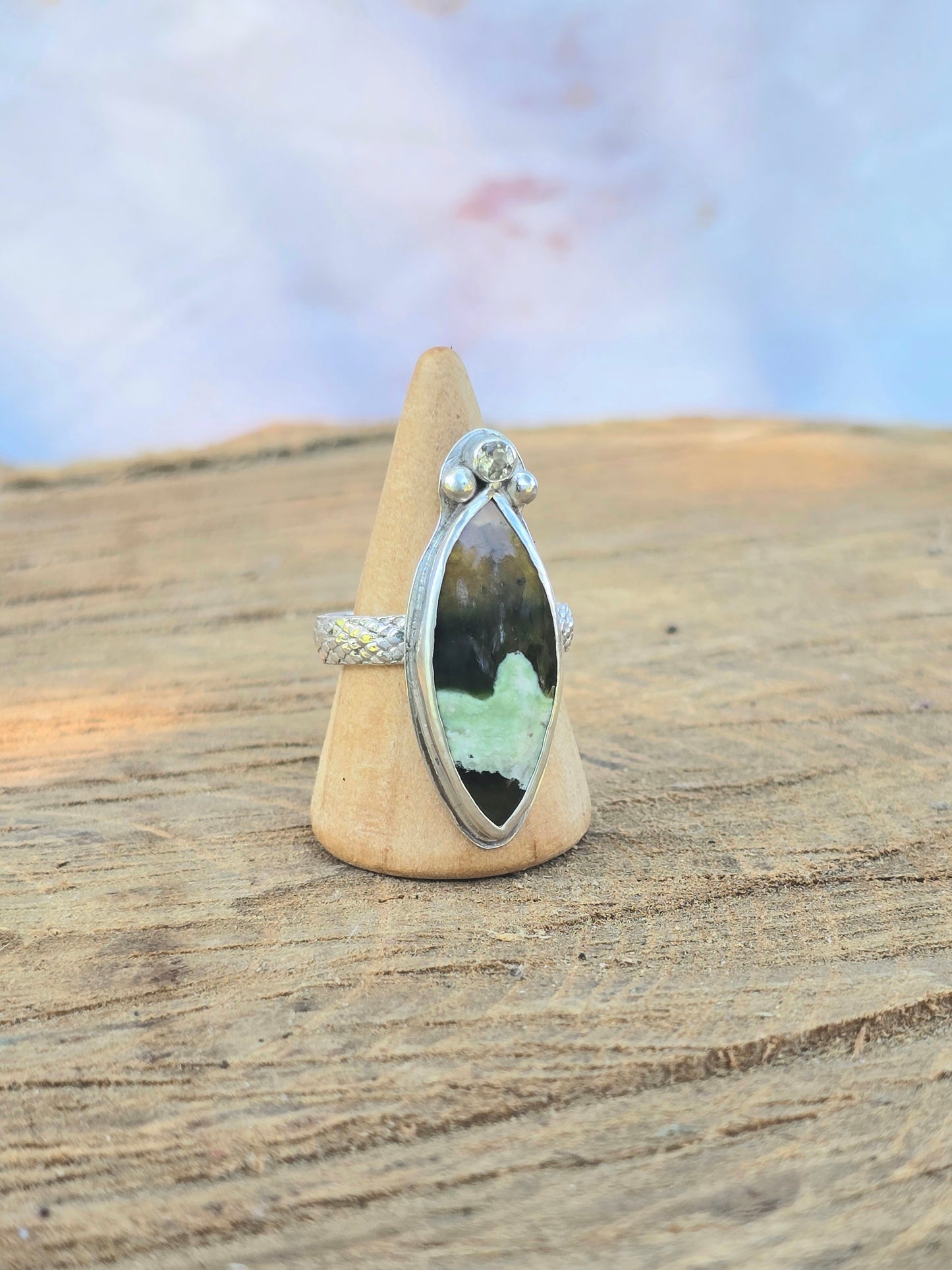Chrome Chalcedony Marquise and Citrine Ring (Size 8.25)