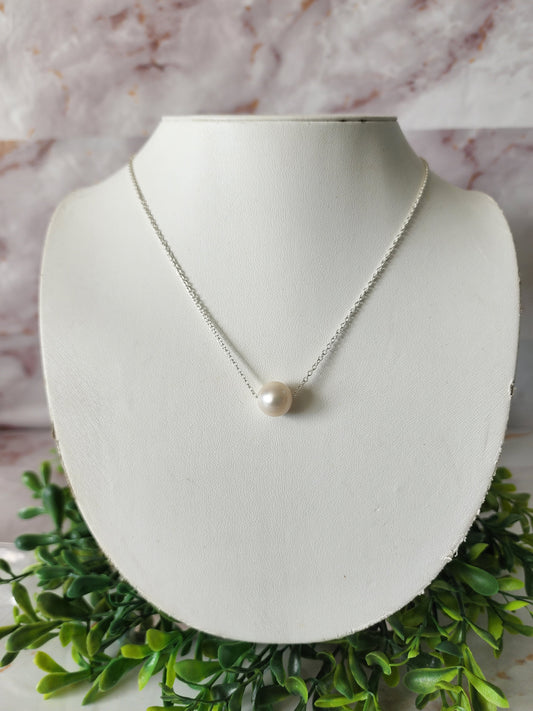 Single Pearl Necklace on Sterling Silver