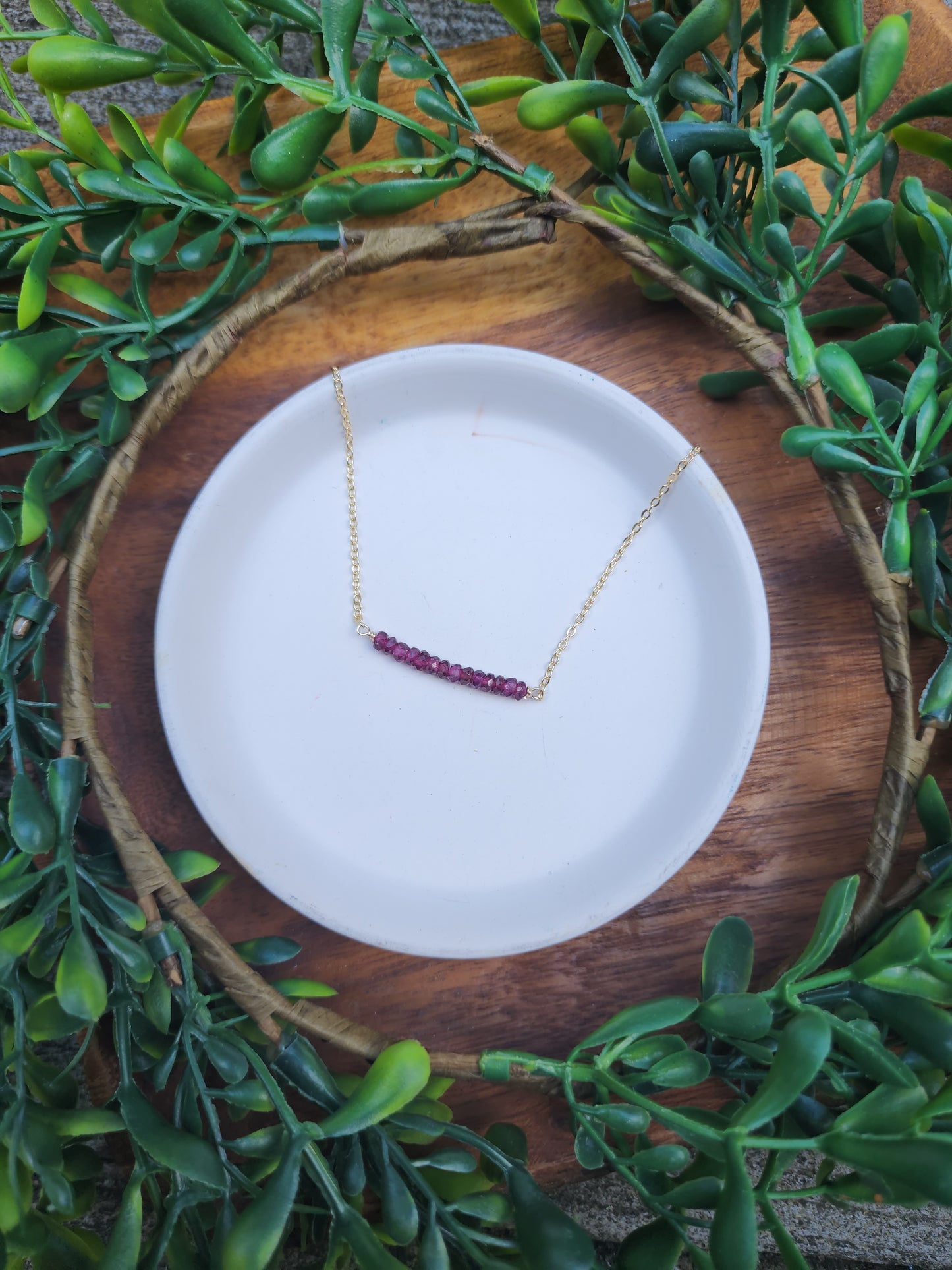 Garnet Bar Necklace