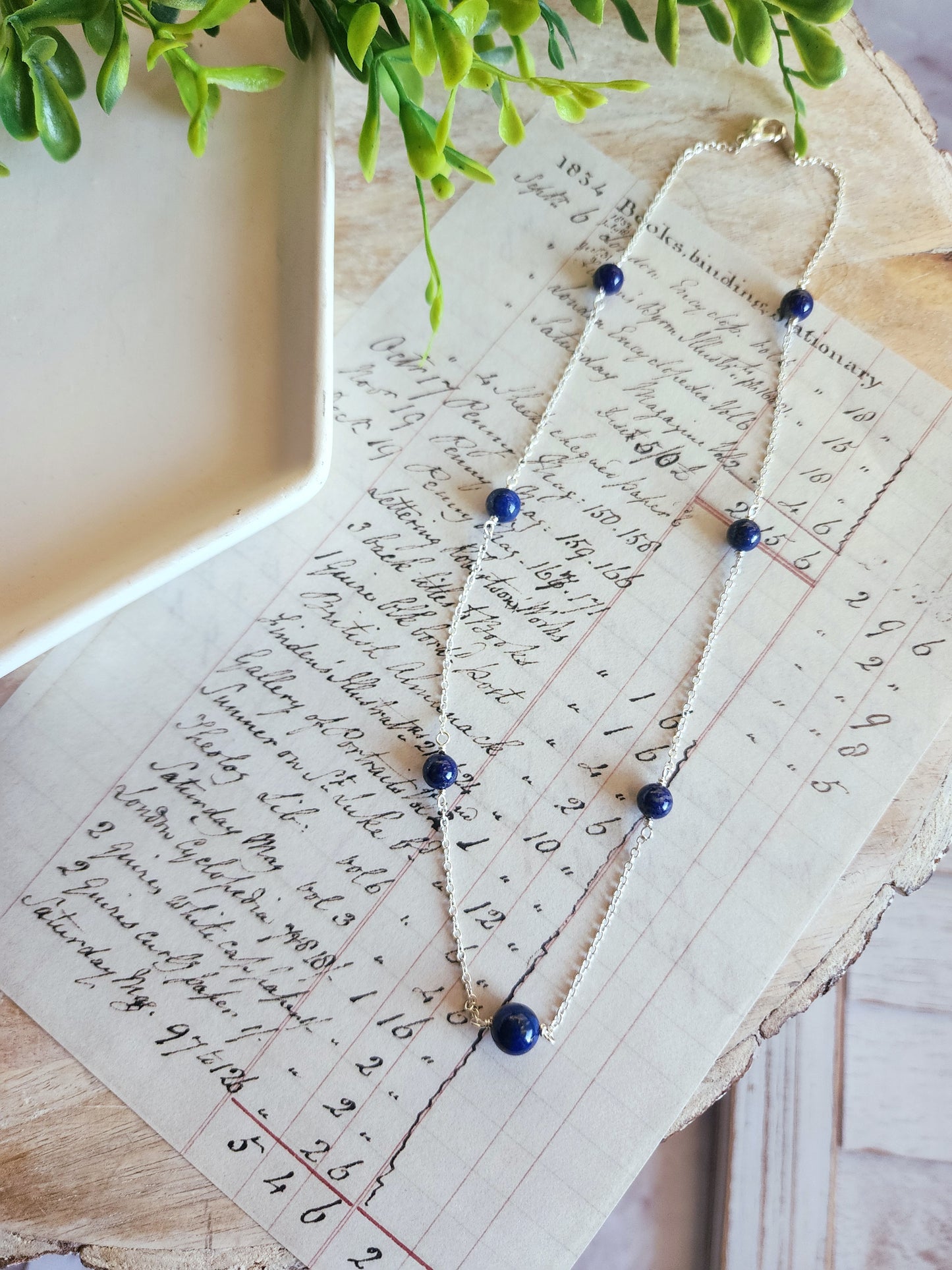 Lapis Lazuli Beaded Chain Necklace
