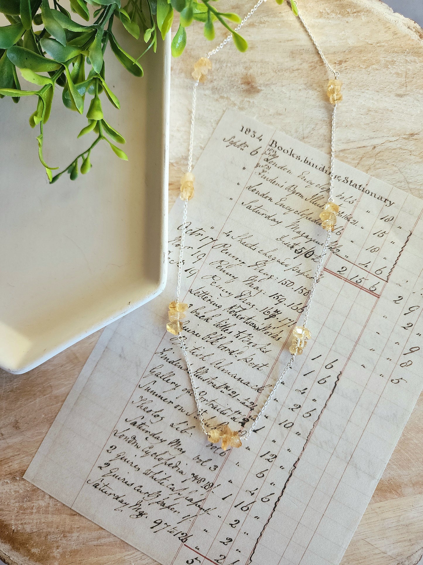 Citrine Beaded Chain Necklace