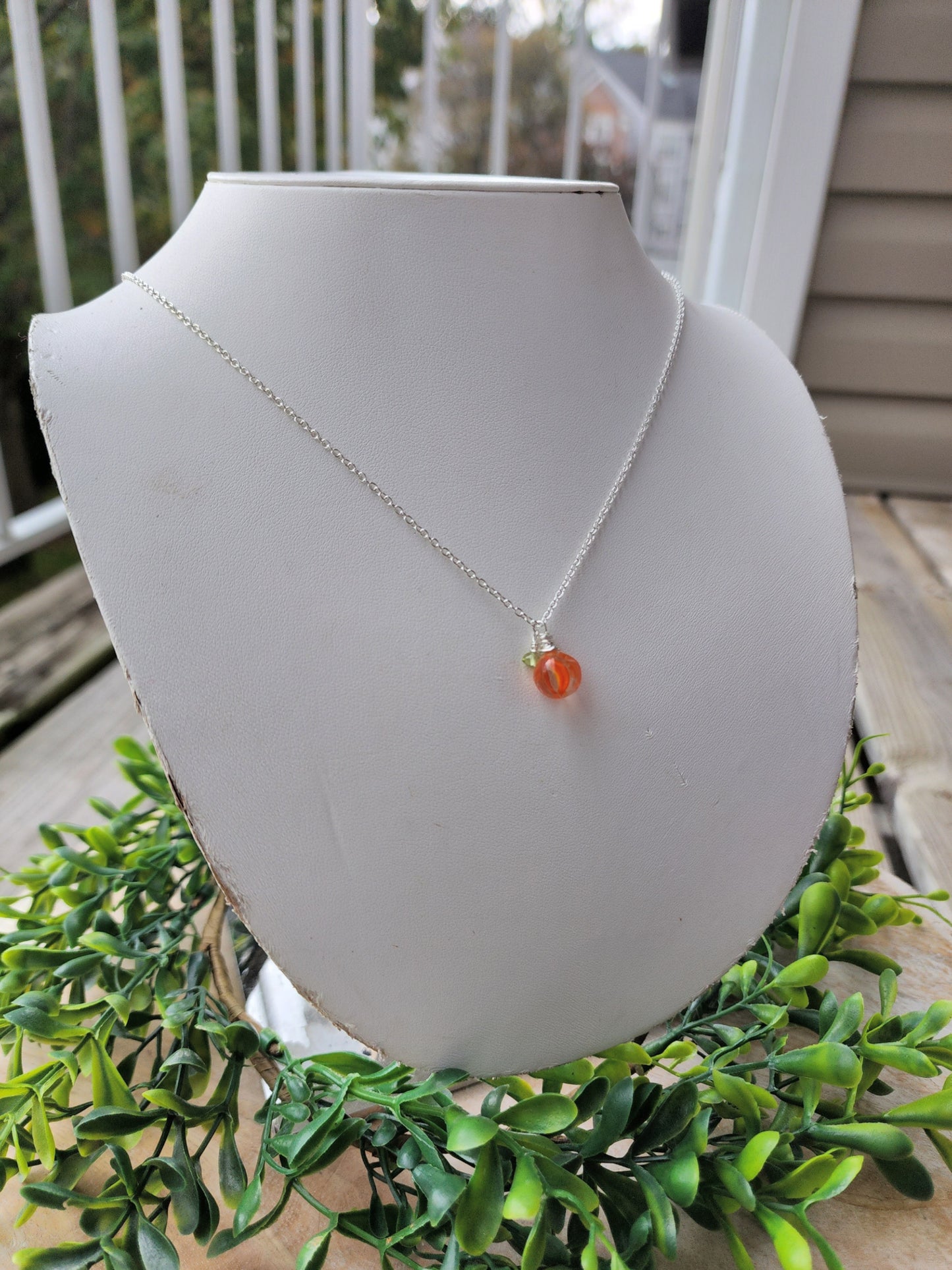 Orange Harvest Necklace on Sterling Silver