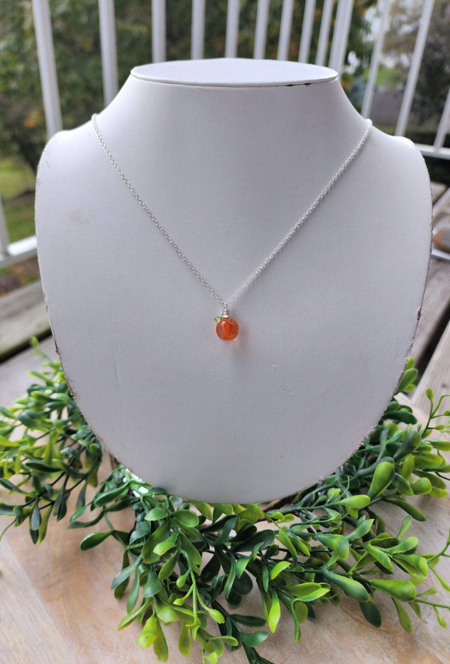 Orange Harvest Necklace on Sterling Silver