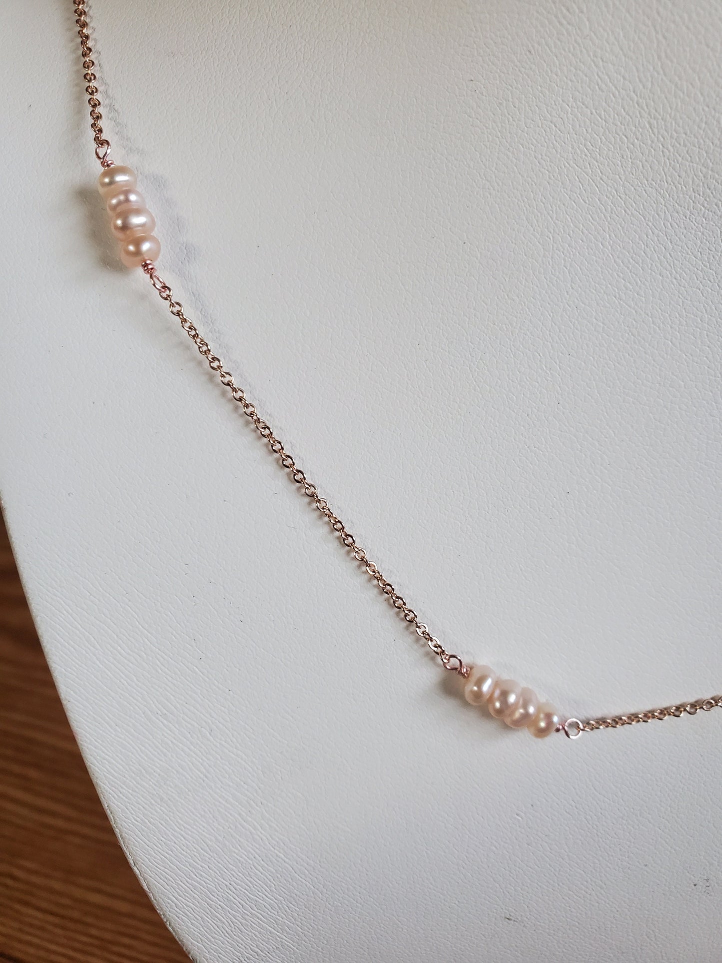 Delicate Pearl and Rose Gold Chain Necklace