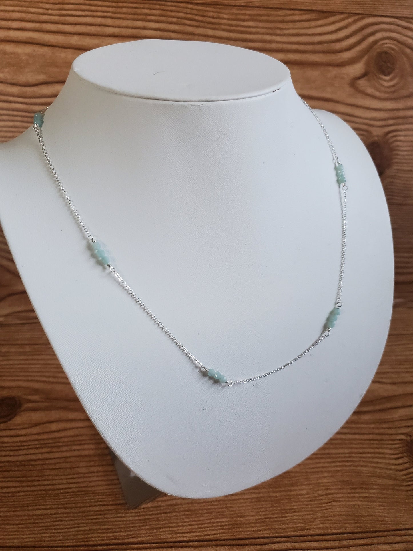 Delicate Amazonite and Sterling Silver Chain Necklace
