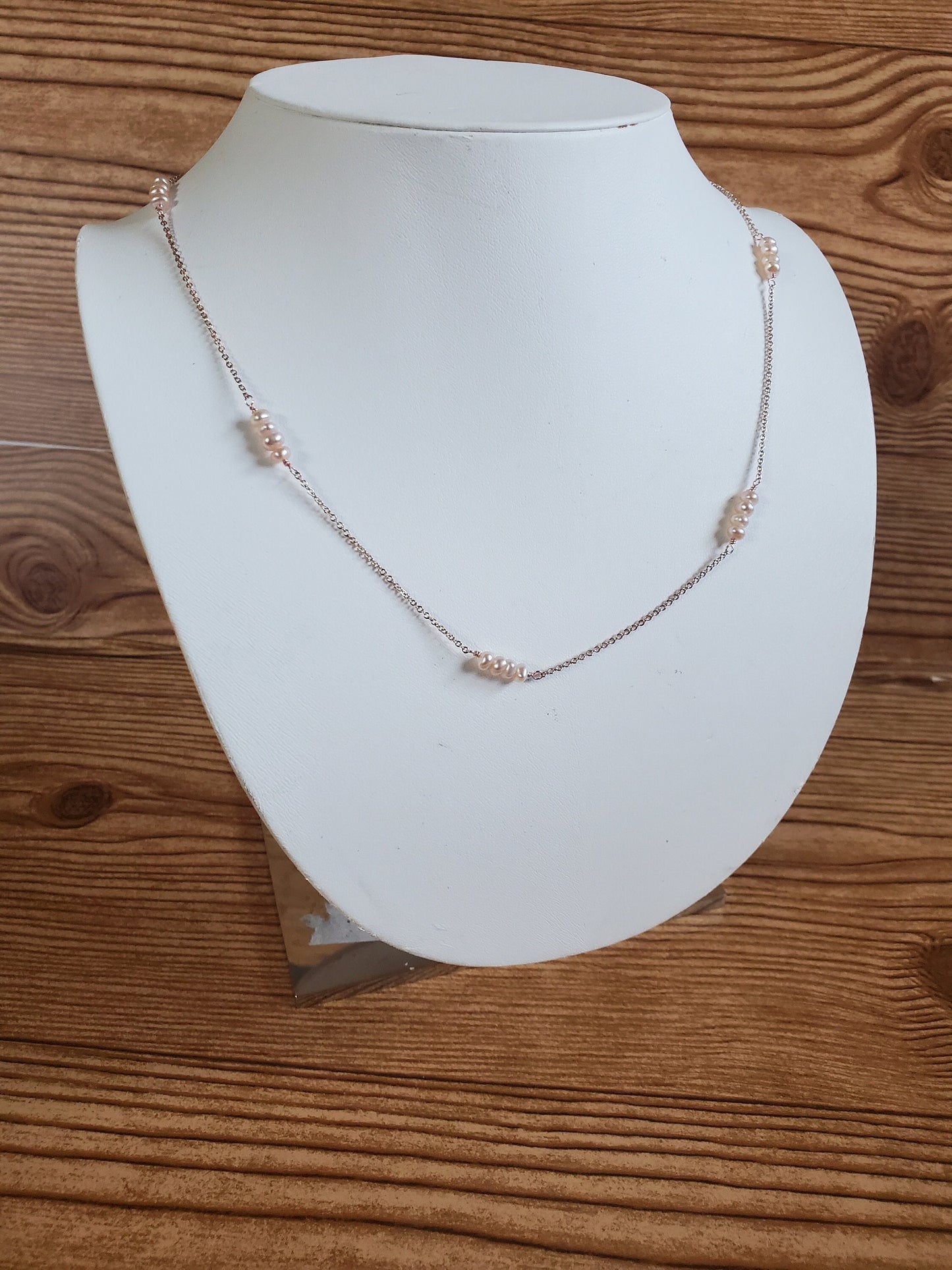 Delicate Pearl and Rose Gold Chain Necklace
