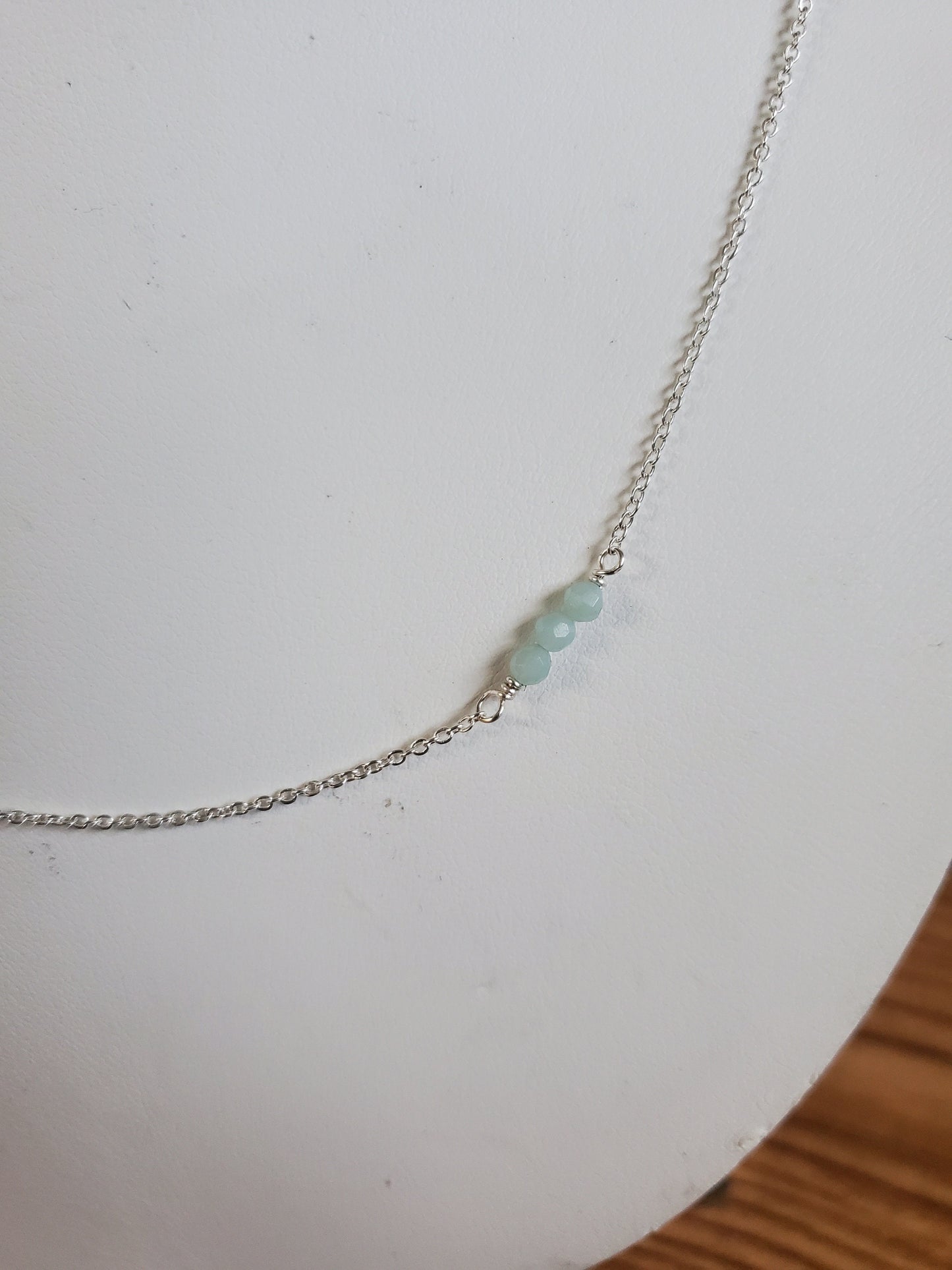 Delicate Amazonite and Sterling Silver Chain Necklace