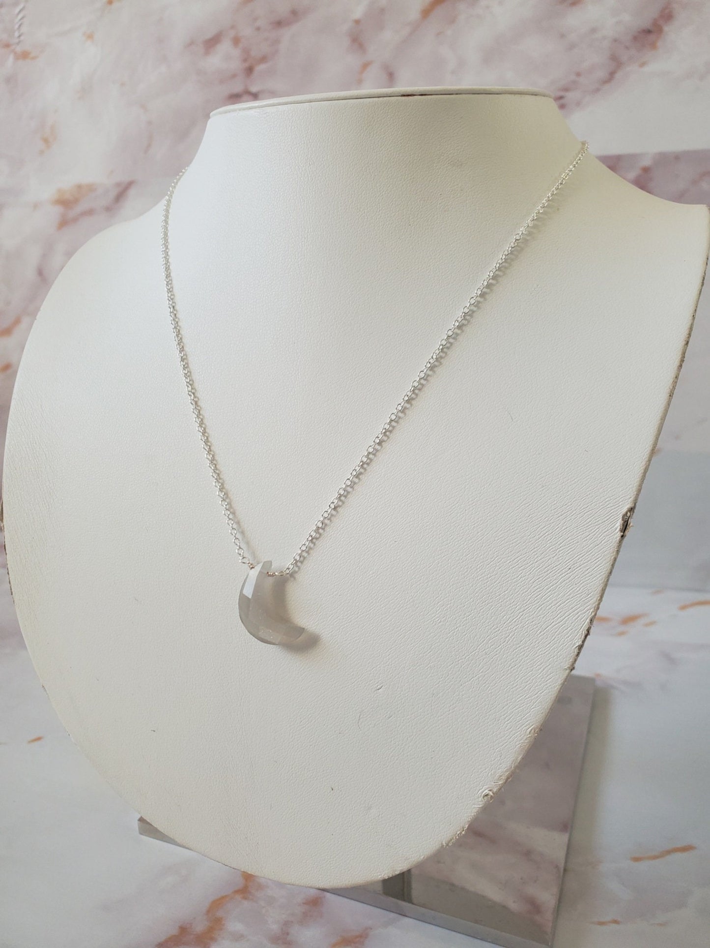 Grey Moonstone Necklace in Silver