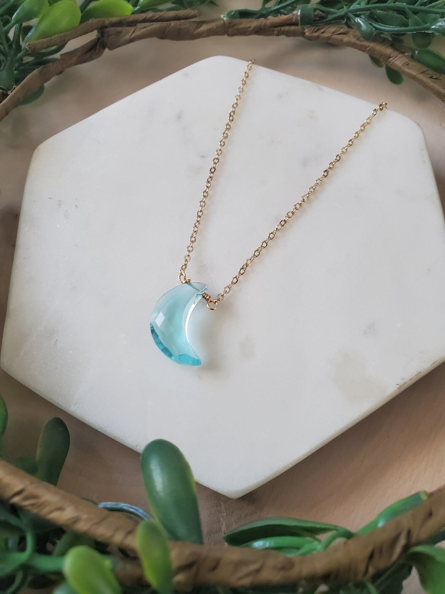 Once In A Blue Moon Necklace in Gold