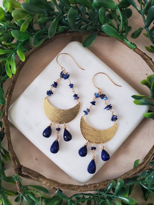 Lapis Lazuli Moon Earrings